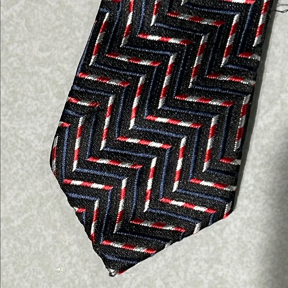 Kid's Chevron Patterned Tie in Black, Red, and Gray